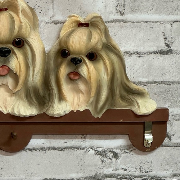 Doggie Decor Shih Tzu Wall Hanging Plaque Realistic Eyes Key Leash Note Holder - Picture 6 of 10